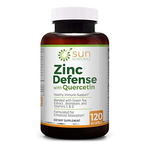 Zinc Defense with Quercetin, EGCG Green Tea Extract, Bromelain, Vitamins C & D, 2-Month Supply, 120 VCaps, Non-GMO, Gluten Free