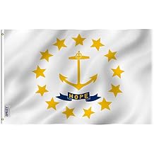 ANLEY Fly Breeze 3x5 Foot Rhode Island State Flag - Vivid Color and Fade Proof - Canvas Header and Double Stitched - Rhode Island RI Flags Polyester with Brass Grommets 3 X 5 Ft