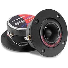 Pyramid 1 Audio Car Tweeter Speaker - 3.25 Bullet Horn Aluminum Die-Cast Titanium Dome, 300 Watt Peak, 2k-25kHz Frequency Response, 4 to 8 Ohm, Heavy Duty 20 oz. Magnet Structure - 1 Pair TW18BK,BLACK/RED