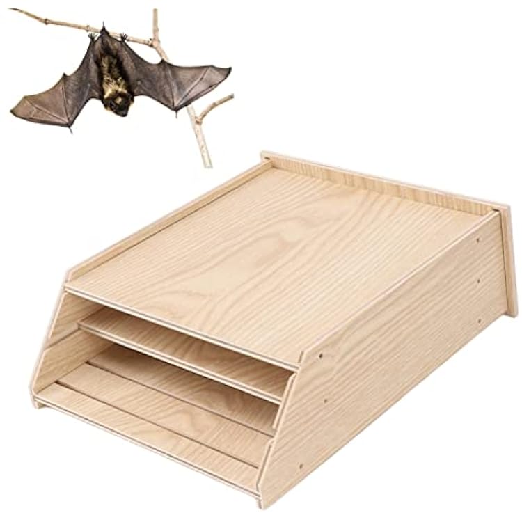 Bat House for Outdoors, Wooden Bat Box Weatherproof Bat Houses, Large Double Chamber Bat Shelter for Bats Easy to Land and Wood