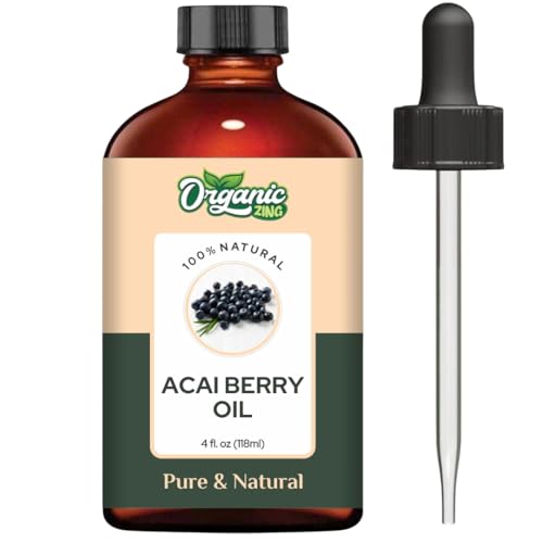 Organic Zing Acai Berry Oil Cosmetic Grade 118 ml  3.99 fl oz - Pure Botanical Oil for Skin Hair Massage & DIY Beauty Formulations