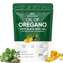 Oil of Oregano, with Black Seed Oil, 300 Softgels, Supports Immune System and Digestion, Micronutrients Oil of Oregano Black Seed Oil, Non-GMO &amp; Gluten Free