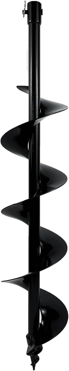 6" x 31" Earth Auger Bit for Post Holes, 3/4" Shaft Carbon Steel | Carbide Tip, Black Coated, for Fence/Planting/Umbrella Holes