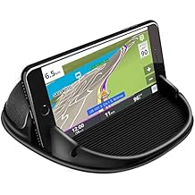 Loncaster Car Phone Holder, Car Phone Mount Silicone Car Pad Mat for Various Dashboards, Slip Free Desk Phone Stand Compatible with iPhone, Samsung, Android Smartphones, GPS Devices and More, Black