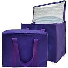 Yalin Set of 2 Large Insulated Collapsible Cooler Bags with Durable Dual Zipper Closure,Reusable Grocery Shopping Bags Keep Food Hot or Cold,Ideal for Instacart,Grocery Transport