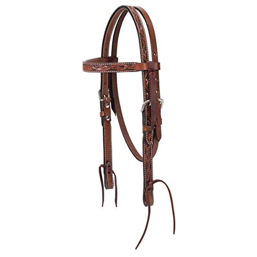 Floral Carved Pony Brow Band Headstall Chestnut 58 45-0146