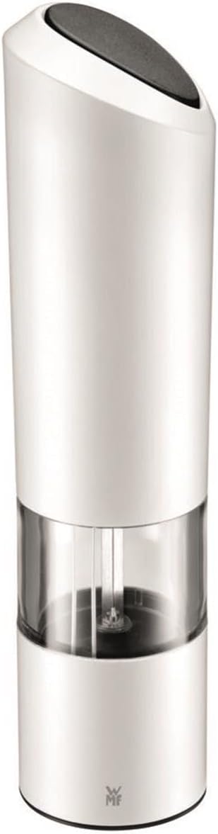 WMF Elektrikli Tuz ve Karabiber Değirmeni, 21 cm, Seramik Öğütme Mekanizmalı, Doldurulmamış, Plastik, Beyaz