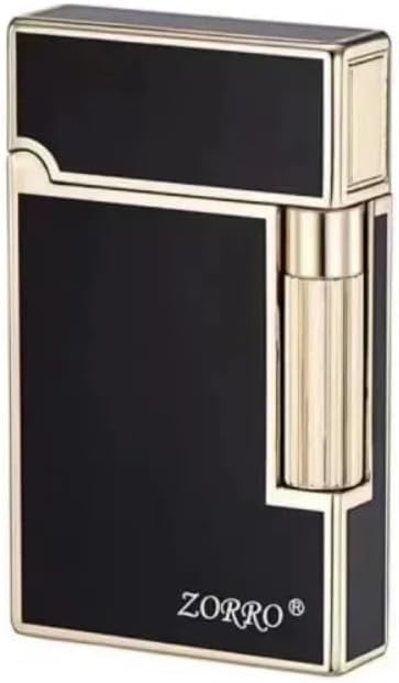 ZORRO 612 Retro Kerosene Lighter, Side Wheel Ignition with Unique Color Shell and Windproof Metal Design Black Gold