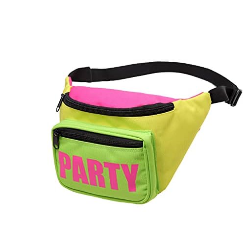 MIAIULIA 80s Neon Waist Fanny Pack for 80s Costumes,Festival Travel Party onesize, yellowFluorescent green