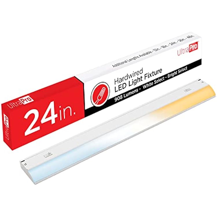 UltraPro 24 inch Hardwired Under Cabinet Lights, 3 Color Settings - 2700K4000K5000K - Warm White, Cool White, and Daylight, Under Cabinet Lighting, Dimmable Under Counter Lights for Kitchen, 45368