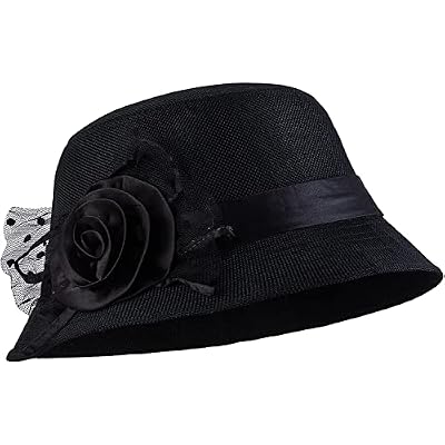 1920s Gatsby Church Cloche Derby Hats for Women Ladies Bow Bucket Wedding Bowler Hats Tea Party