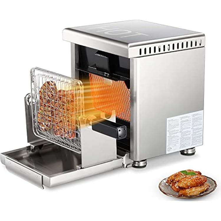 R.W.FLAME 600F Small Infrared Propane Gas Grill,Compact & Professional BBQ for Searing Steak & Outdoor Cooking, Portable Steak Broiler with Temperature Probe, Stainless Steel