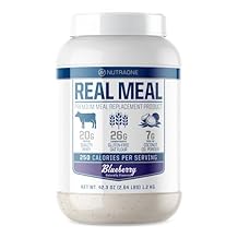 Real Meal by NutraOne - Perfect Meal Replacement Powder for Everyday Goals | Including Whey Protein, Coconut Oil, and Gluten-Free Oats* (Blueberry 2.6 lbs.)