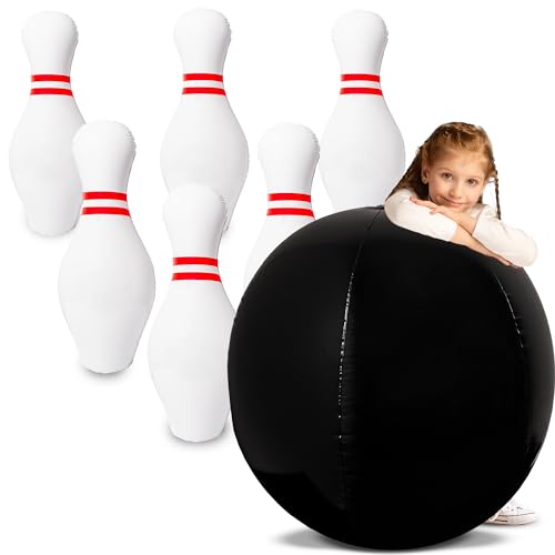 Island Genius Giant Inflatable Bowling Set - Jumbo Bowling Game for IndoorOutdoor Lawn Parties, Kids 3-6 Years