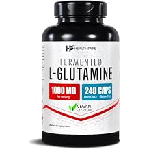 HealthFare L Glutamine 1000mg | 240 Vegan Capsules | Extra Strength Amino Acid Supplement | Supports Digestive Balance, Nutrient Absorption & Muscle Recovery | Non-GMO, Gluten-Free | Made in USA