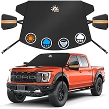 Zettum Car Windshield with Tow Mirror Cover - 600D Windshield Cover for Ice and Snow Windproof & Heavy Duty, Winter Frost Hail Protector for Pickup, Truck, SUV, Van and MPV with Large Mirror Models