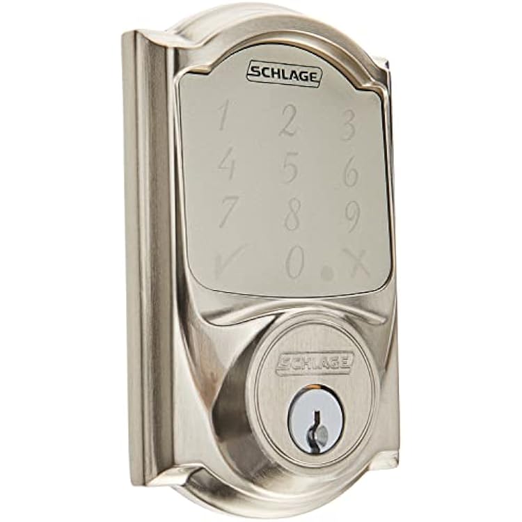 SCHLAGE BE479AA V CAM 619 Satin Nickel Sense Smart Deadbolt with Camelot Trim