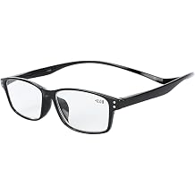 WENDA Magnetic Neck Reading Glasses, Clear Reading Glasses Lenses/Blue Light Cut Lens Reading Glasses Black, 2.0