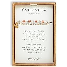 DEMDACO 1004670265 Your Journey 7 Inch Plus Extension Glass and Brass Metal Adjustable Boxed Layered Tile Bracelet