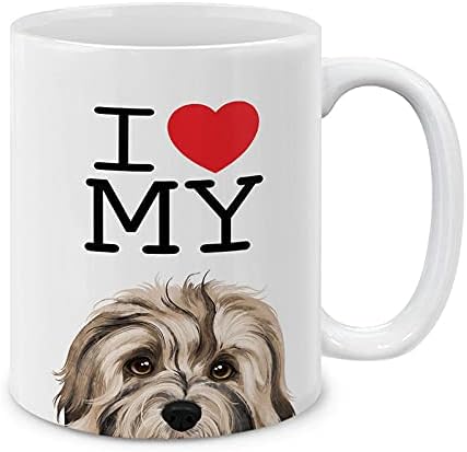 MUGBREW 11 OZ Ceramic Coffee Mug Tea Cup, Animal I Love My Cream Sable Havanese Dog