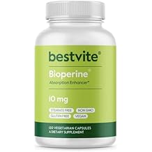 BESTVITE Bioperine 10mg (120 Vegetarian Capsules) - No Stearates - Vegan - Non GMO - Gluten Free - Absorption Enhancer