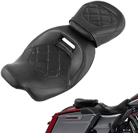 Rider and Passenger Low-Profile Seat 2-Up Motorcycle Seat Fit For Harley 2009-2023 Touring Road King Road Glide Street Glide FLHX Electra Glide Ultra Classic