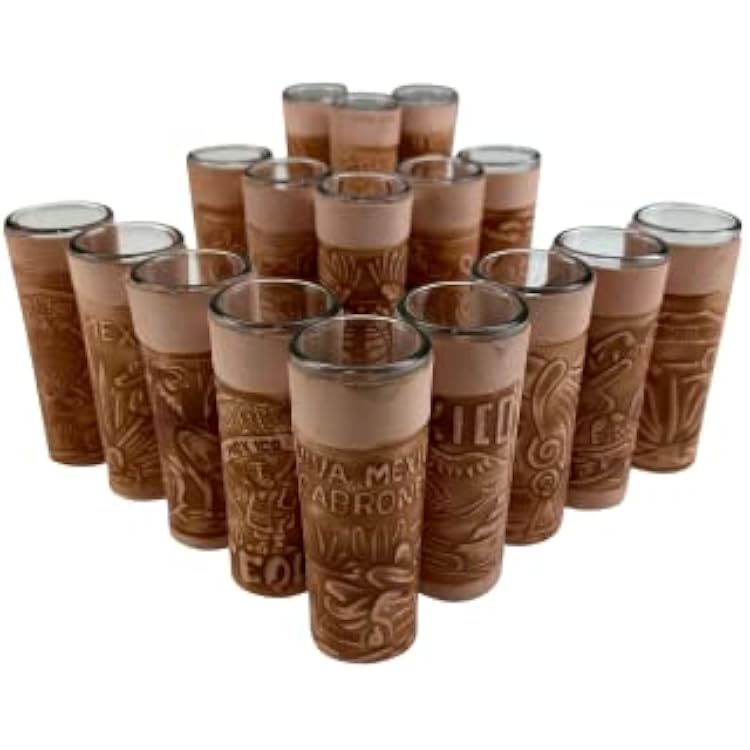 FFX Artesania Tequilero de Piel - Mezcalero Leather Shot Glasses 4 PACK - Fathers Day - Dia de Los Padres - BBQ Bar Decoration