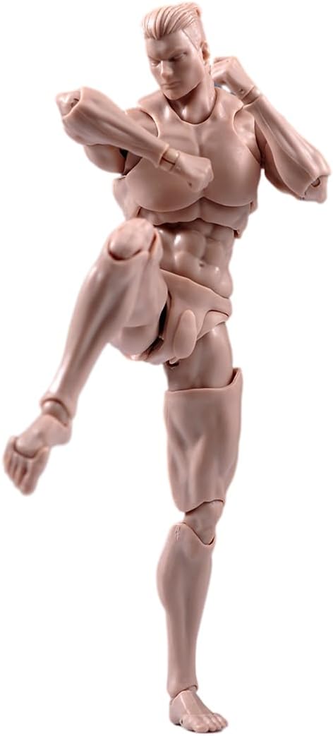 1/12 Scale Male Figure,6inch Super Flexible Muscular Strong Male Action Figure Miniature Figure Body Doll Collection (White Skin)
