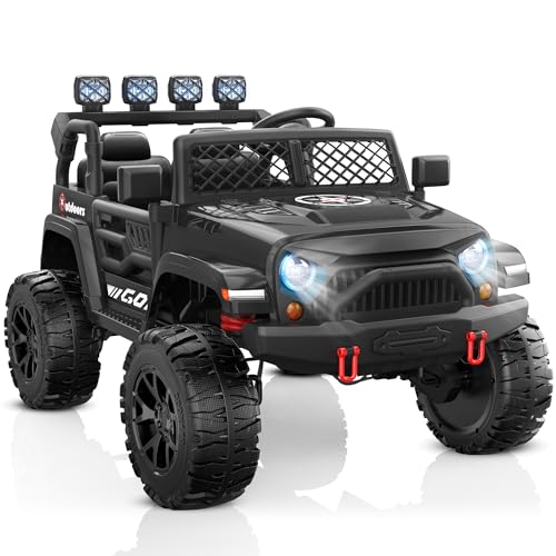 ANPABO 24V Ride on Toys for Big Kids, 2 Seater, 4x200W Motors, EVA Tires, Remote Control, 4 Shock Absorbers, Bluetooth, Electric Ride on Car for Kids 3-8Bright Black