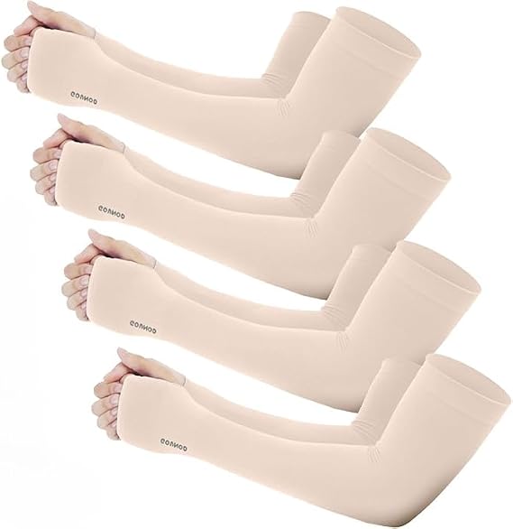 ZIBELL UV Protection Arm Sleeves with Thumb Hole (Beige)