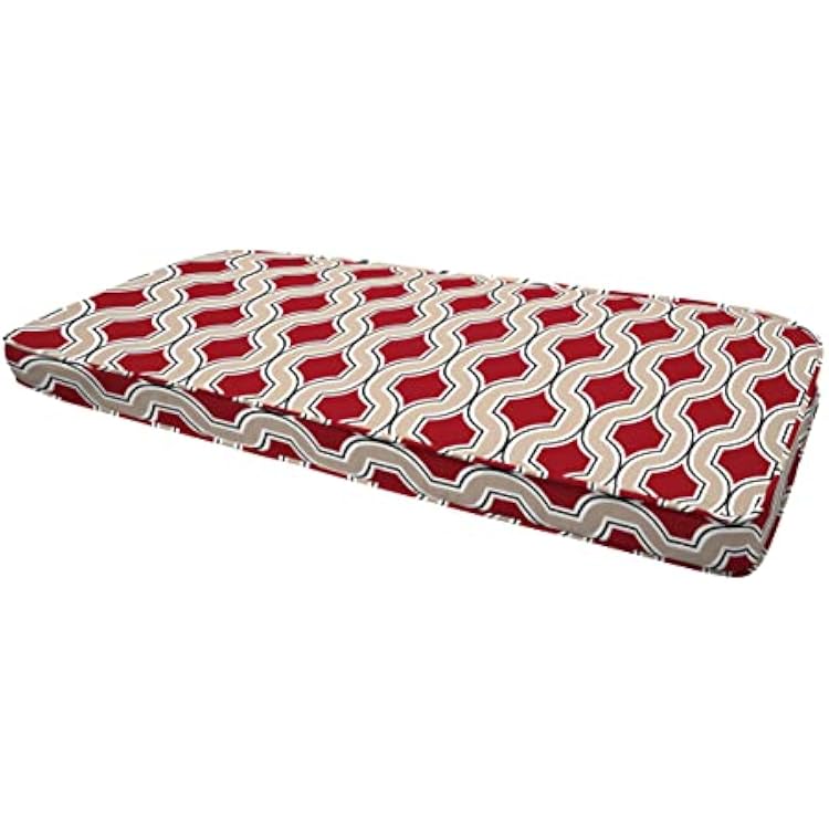 Honeycomb Outdoor Cushion 42 W x 18.5 D x 2.5 T, Soraya Scarlet Red Loveseat Bench Cushion
