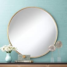 Uttermost Mayfair Round Vanity Decorative Wall Mirror Vintage Rustic Antique Gold Metal Frame Beveled Glass Edge 34" Wide for Bathroom Bedroom Living Room Home House Office Entryway