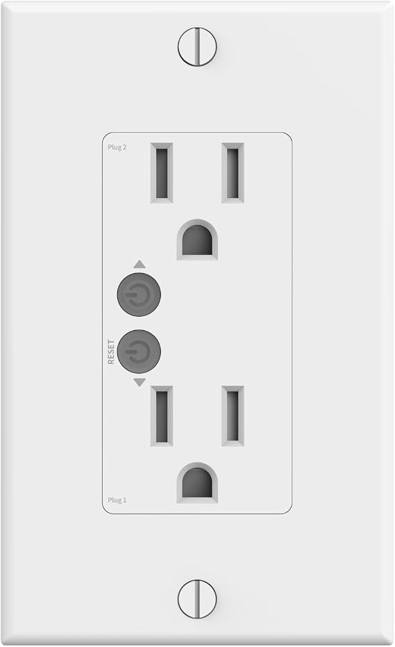 THIRDREALITY Smart Wall Outlet, Dual Independent Control for 2 Sockets, Individual Power Monitoring, Zigbee Repeater, Compatible with Home Assistant & SmartThings, ETL Certified