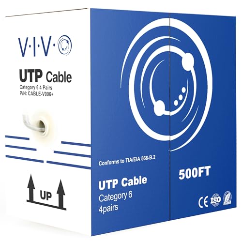 VIVO 500ft Bulk Cat6 Wire, CCA Ethernet Cable, 23 AWG, UTP Pull Box, LAN Network, Gray, CABLE-V006