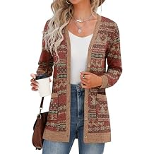 GRECERELLE Women's Long Sleeve Open Front Cardigan Button Down Ribbed Lightweight Knit Outerwear with Pocket