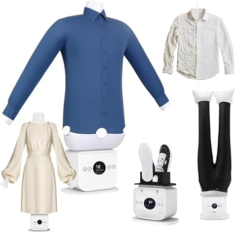 Automatic Ironing Machine with Adjustable Time and Temperature, Quick Dry in 8 Minutes, Built-in Aromatherapy Tank for Garments