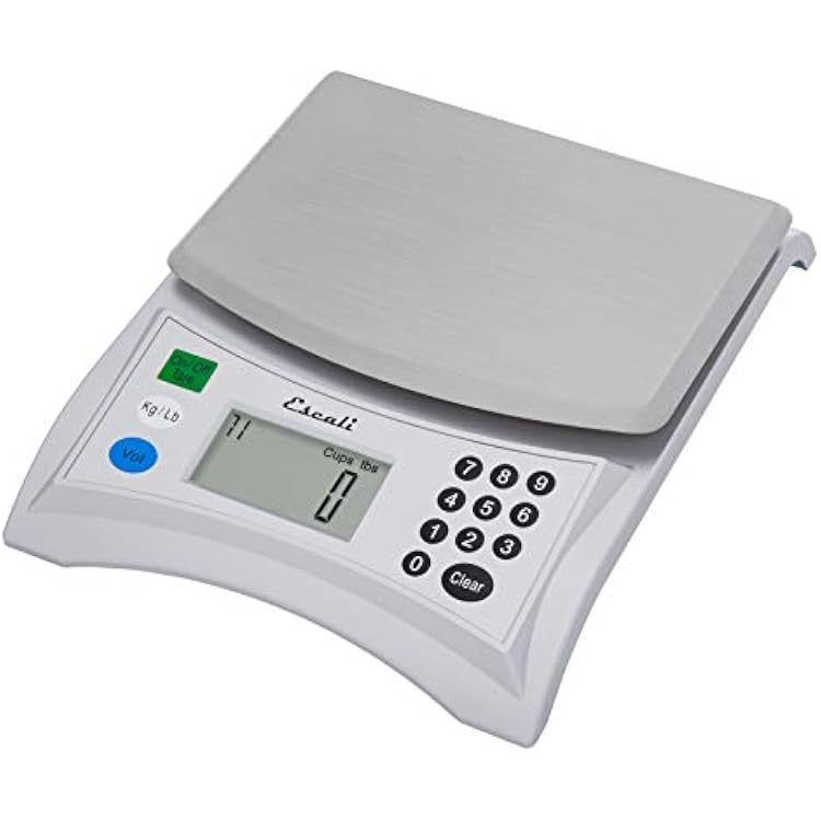 Escali Pana V136 Large Volume Measuring KitchenBakingCooking Scale, Preprogrammed With Over 150 Ingredients, LCD Digital Display, 13lb Capacity