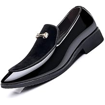 Men's Fashion Patent Leather Slip on Dress Loafers Business Casual Formal Tuxedo Shoe Party Wedding Velvet Penny