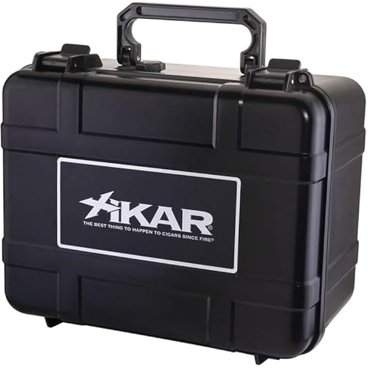 Xikar Cigar Travel Humidor Case Crushproof Airtight Waterproof Cigar Case with Magnetic Humidifier, ABS Plastic Shell, Locking Clasp, Pressure Valve, Protective Foam, Holds 60 Cigars Black