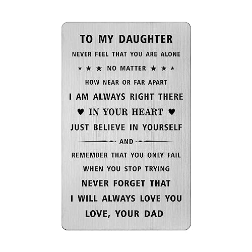 Daughter Birthday Card Gifts - I Love You Daughter from Dad - Daughters Birthday Wedding Engraved Wallet Card Gifts for Girl
