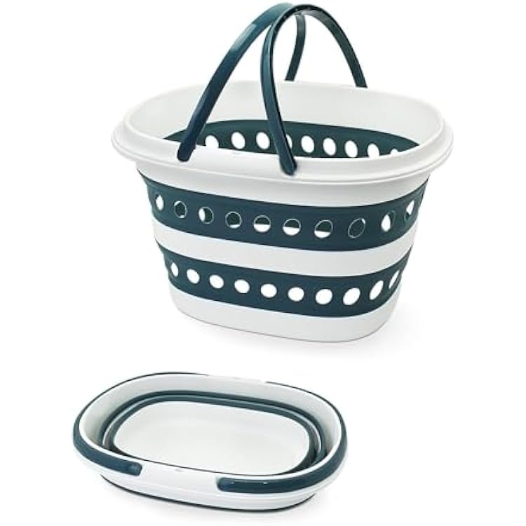 Collapsible Plastic Laundry Basket - 16L4.2 Gallon Foldable Pop Up Laundry Hamper Baskets with Handle Small Space Saving Laundry Clothes Storage Basket Blue