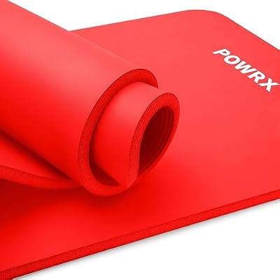 POWRX Yoga Mat Thick | Exercise Mat 12 - 3 Widhts with Carrying Strap and Bag | Non-Slip Workout Mat for Women Men Home Fitness Stretching Pilates Gymnastics Floor Gym Equipments