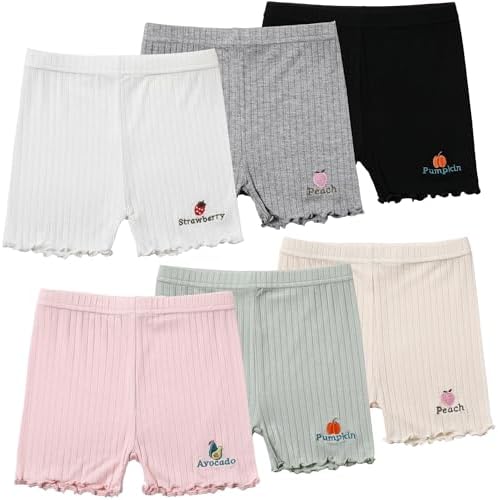 6 Pack Girls Bike Shorts Girl Spandex Breathable Under Dress Shorts for Dance Cartwheel Active Wear
