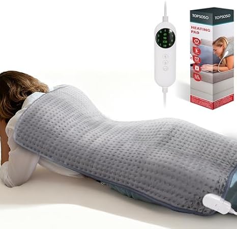 Large Heating Pad for Back Pain Relief & Period Cramps, 16"x30" XL Heating Pad for Neck Shoulder Abdomen, Fast Heating with 10 Temp Settings & 3 Timer, Dry/Moist Heat Therapy,Gifts for Women Men