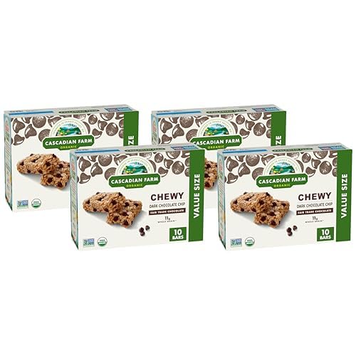 Cascadian Farm Organic Chewy Granola Bars, Dark Chocolate Chip, Value Size, 10 Bars, 12.3 oz Pack of 4