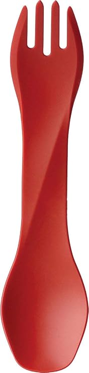 humangear GoBites Uno Portable Silverware Utensils Camping Gear Accessories Kitchen Equipment for Cooking or Lunchbox, 1-Pack, Red