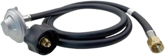 Universal Propane Regulator with a 4.9-foot propane hose, compatible with most heaters and fire pit workbenches. This is suitable for a Universal grill regulator with a 3/8 female flare connection.