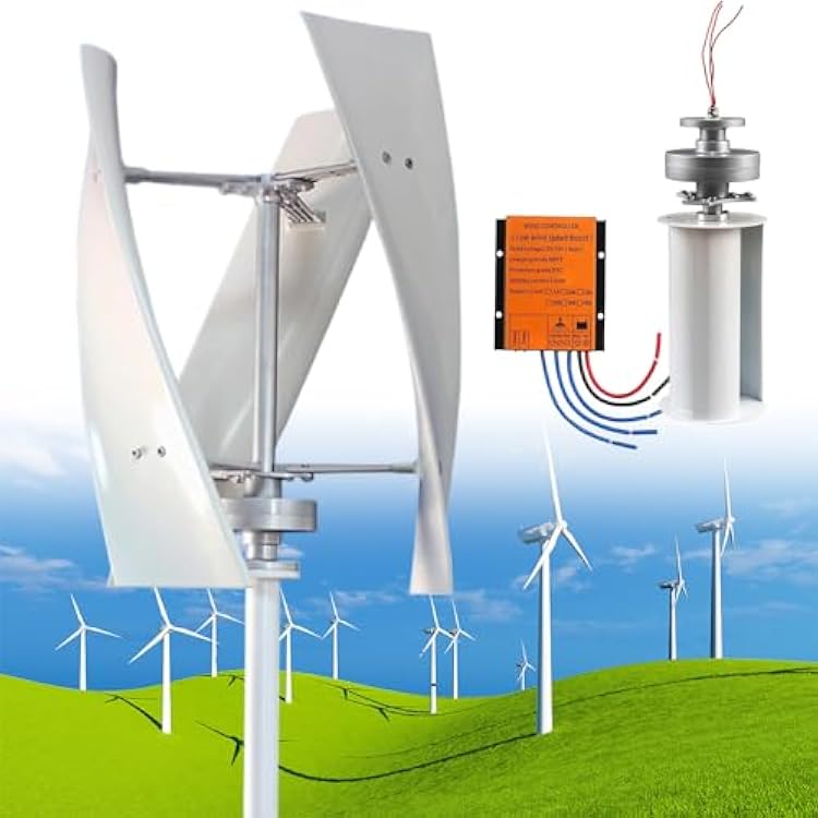 8000W Low Noise Vertical Wind Turbine with MPPT Controller,3 Phase AC 12V 24V 48V Vertical Energy Generator Wind Power Kit for Home Energy Supplementation,12V