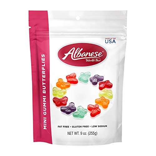 Albanese Worlds Best Mini Gummi Butterflies | 9oz of Candy | Gluten Free, Fat Free, Soft and Chewy Gummy Rings | Perfect for Parties, Baking with Kids, and On The Go Snacking