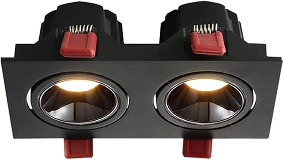 Double Head Can Lamp LED Black Eyeball Downlight 7W,12W Rectangle Retrofit Spotlights COB Ceiling Panel Light,Disk Light Conversion Kit 3000K-6000K-3 Color Temperature